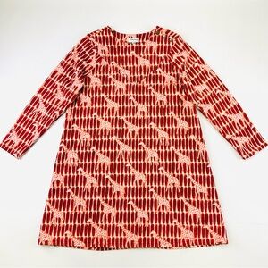 PeppaLoves giraffe print Aline dress Fits Size 14 cotton long sleeve